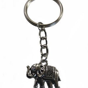 Small Pewter Indian Elephant on chain Keychain