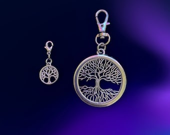 Pewter Tree of Life Keychain Swivel Clasp & Small Purse Zipper Charm