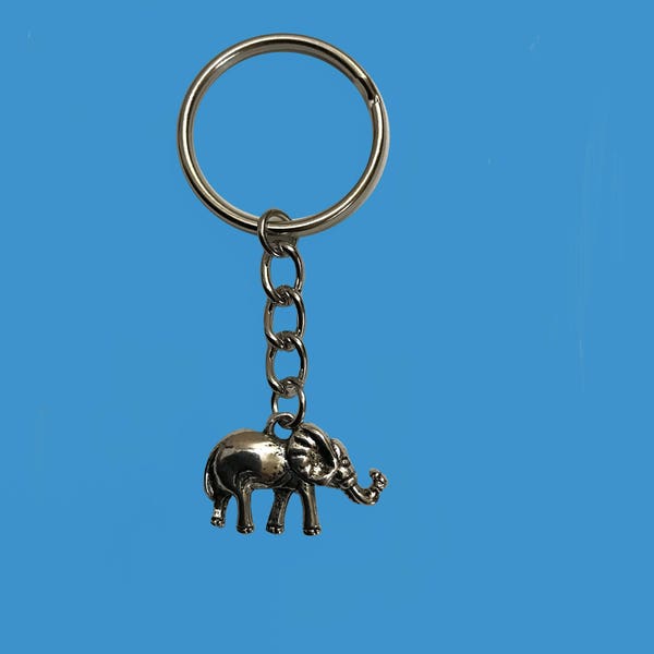 Simple Basic Pewter Elephant Keychain