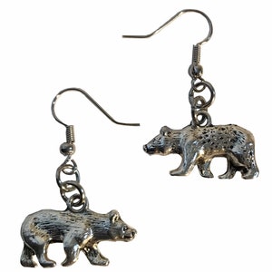 Pewter Bear earrings / jewelry - nickel free hooks