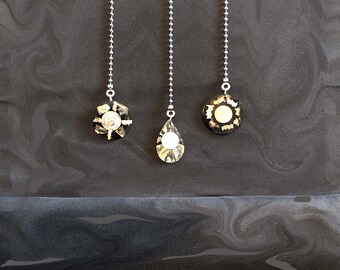 Boho Fan Light Pull Chain Set: Resin & Shell, Handmade