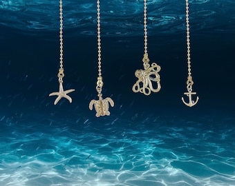 ALL FOUR Ocean Them Fan Pull Chains Starfish Anchor Turtle Octopus