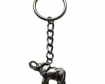 Simple Pewter African Elephant Keychain