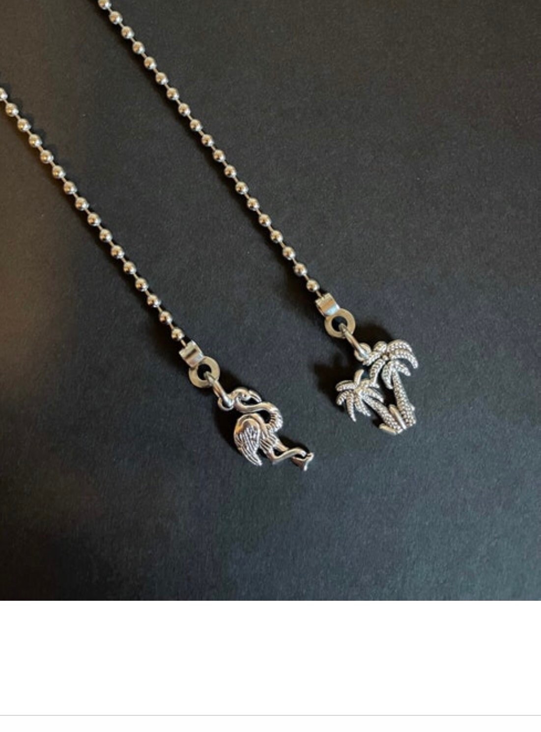 Small Flamingo and Palm Tree Fan Light Pull Chain Set