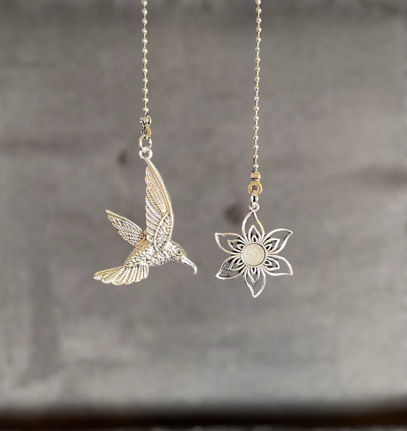 Hummingbird and Daisy Fan Light Pull Chain Set - Silver Tone - Etsy
