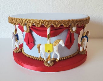 Carousel Merry-Go-Round horse fake cake - faux party prop, circus cake stand