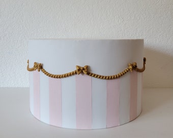 Stripe with Bow Fake Cake, faux party prop. Cake stand.