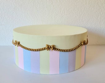 Stripe with bow fake cake, faux party prop, cake stand