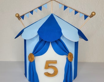 Circus carnival tent cake topper, faux party prop.