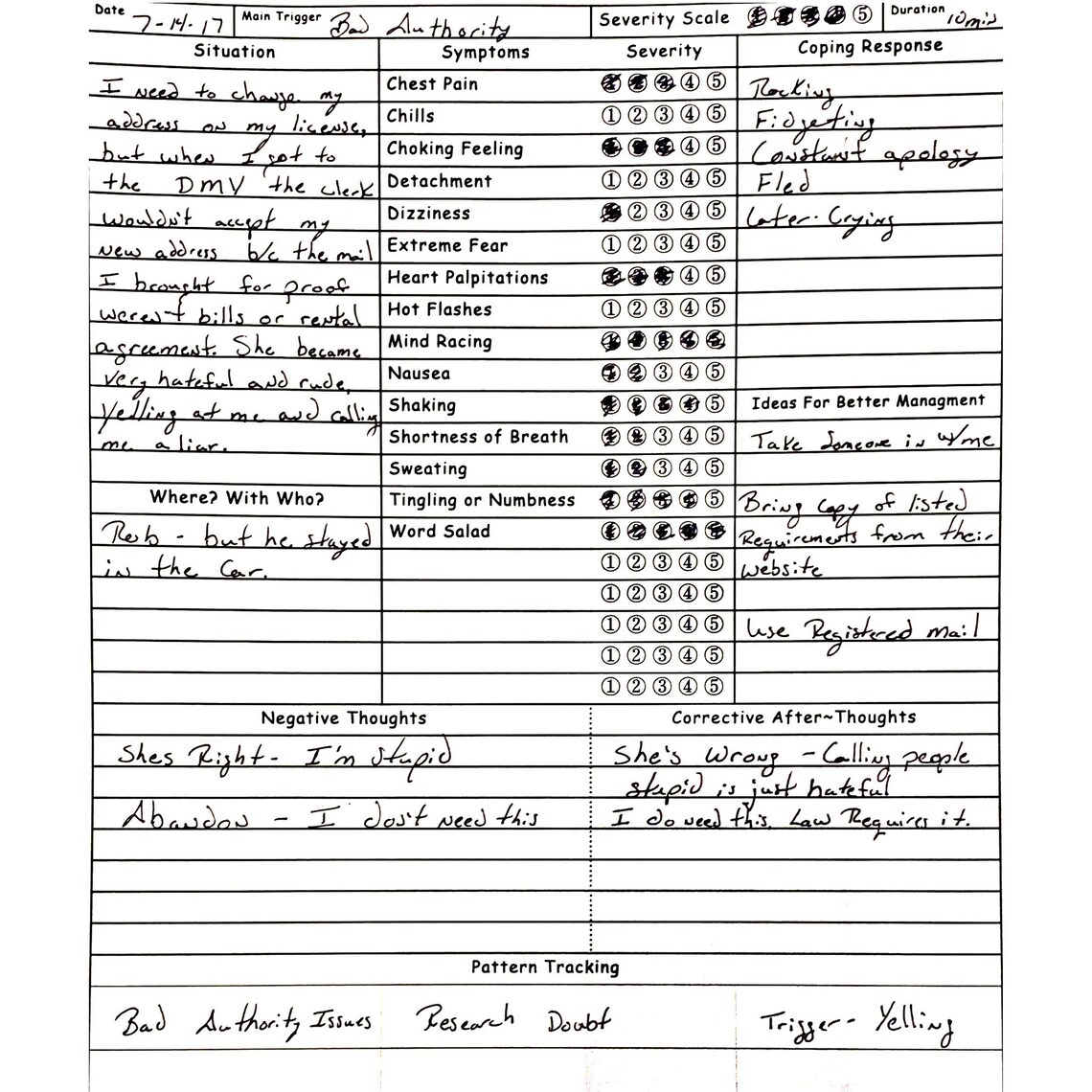 Panic Attack Log Etsy