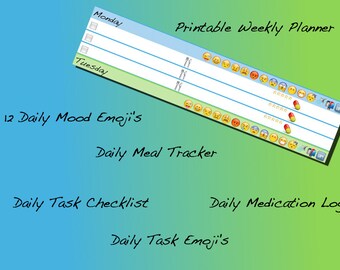 Planificateur hebdomadaire unique avec Emoji Medication et Emoji Meal Tracker