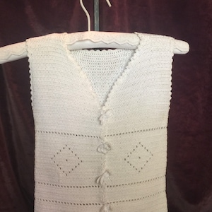SALE Reduced Price 1940s Hand Crocheted Sleeveless Blouse/ Vest Girls Size 8 to 12