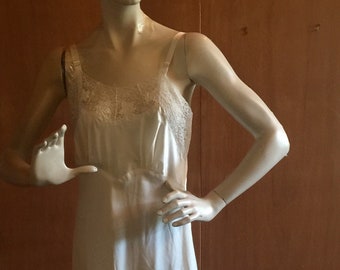 Corette Full Length Nylon and Lace Slip or Slip Dress Size 34 circa 1950s REDUCED