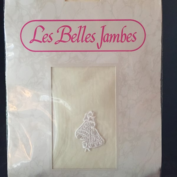 Wedding Hosiery Bone Color White Appliqué Never used- Original packaging- Medium- Les Belles Jambes REDUCED