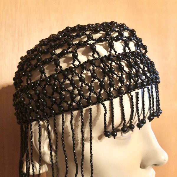 Beaded Art Deco Flapper Cap Size small/medium REDUCED