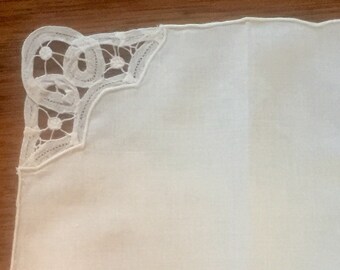 SALE! Luncheon Napkins - Crisp White Cotton Battenberg Lace Never Used 7.00 each
