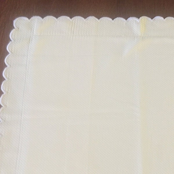 REDUCED! Pale Yellow Sham Quilted Euro White Border Stitching Square circa 1980s