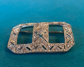 Antique Rhinestone Pin Brooch Art Deco circa 1920s