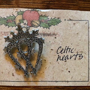 Celtic Crown Heart Pin Never Used New Condition Quality Heavy Metal circa 1970s