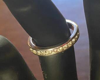 Eternity Band Vintage Ring Genuine White Sapphire Sterling Silver Size 6 3/4