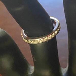 Eternity Band Vintage Ring Genuine White Sapphire Sterling Silver Size 6 3/4