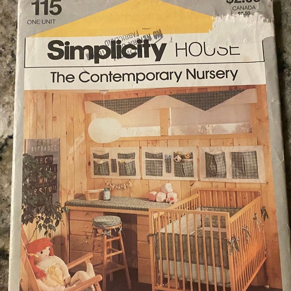 Simplicity Sewing Pattern 115 Contemporary Nursery with Illustrated Cards circa 1970s UNUSED