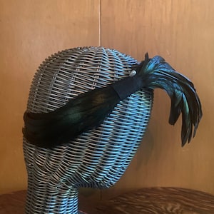 SALE! Vintage Feathers Shiny Ebony Raven Color includes Hat Pin Haute Couture for Milliners Fascinators Hats Headpieces circa 1940s REDUCED