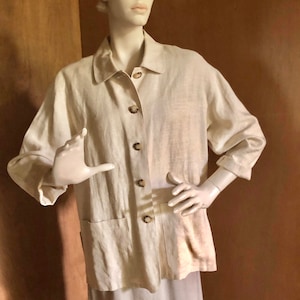 TALBOTS Irish Linen Beige Jacket Size 8