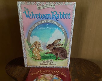 Velveteen Rabbit Vignette of Two Books - Hardcover Classic Tale & Coloring Book Never Used c1980s