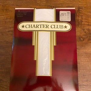 White Pantyhose Vintage Charter Club Original Packaging Size B circa 1980s REDUCED