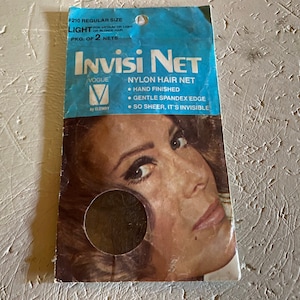 1950s Hair Nets Invisi Net Original Packaging Never Worn 2 hairnets in package LIGHT for Medium or Light or Blonde Hair
