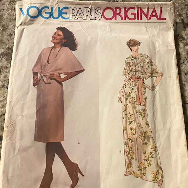 Vogue Paris Original PIERRE BALMAIN Dress Sewing Pattern 1625 Two Lengths Factory Folded and Uncut Size 8 RARE Size 1977