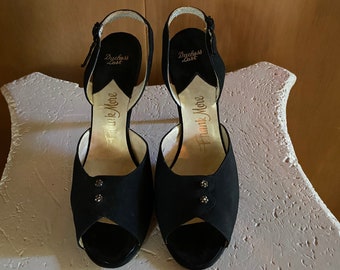 Vintage satijnen strass hakken uit de jaren 60 - Frank More Duchess Last - maat 8,5