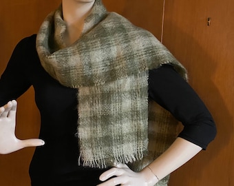 Handwoven Mohair Wool Scarf: Irish Donegal, 1950s Vintage