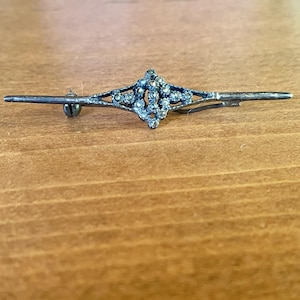 Marcasite & Silver Vintage Bar Pin/Brooch circa 1940s