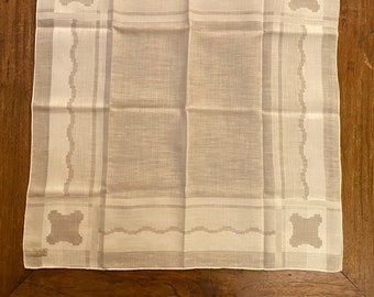 Vintage Linen Handkerchief: Hand-Rolled, Elegant Pattern, 1950s