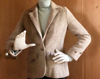 Pierre Cardin Herringbone Jacket Size 8-10 Designer Vintage Couture c1960s