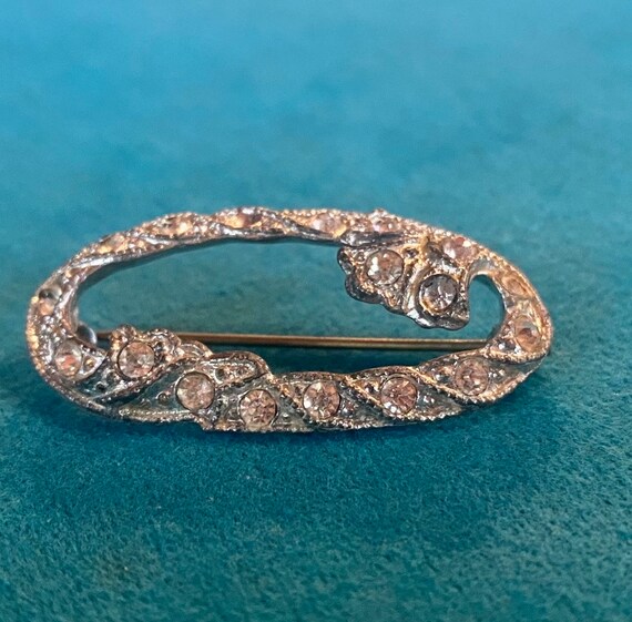 Oval Rhinestone Pin Brooch circa 1920s - image 1