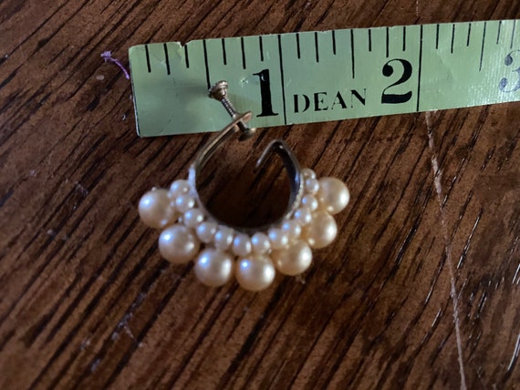 Large Half Hoop Pearl Earrings Screw Back Authent… - image 6