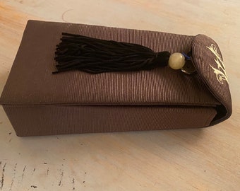Eye Glass or Sunglasses Case  - Asian Style with Tassel Soapstone -  Chocolate Brown  - Never Used REDUCED