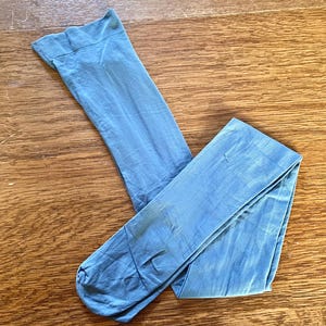 Vintage Opaque Pantyhose: Gray Blue Tights, Size Medium, 1980s
