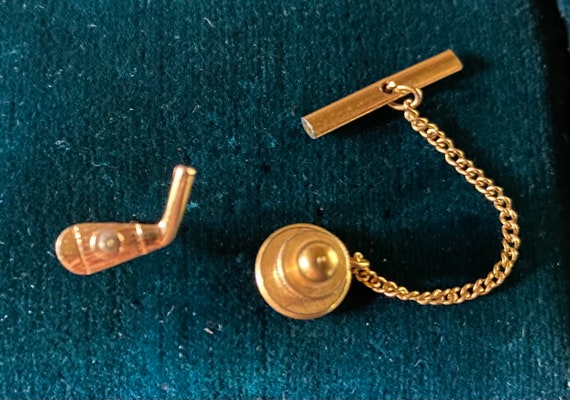 Gold Golf Tie Clip/Tack - Miniature Golf Club -  … - image 1