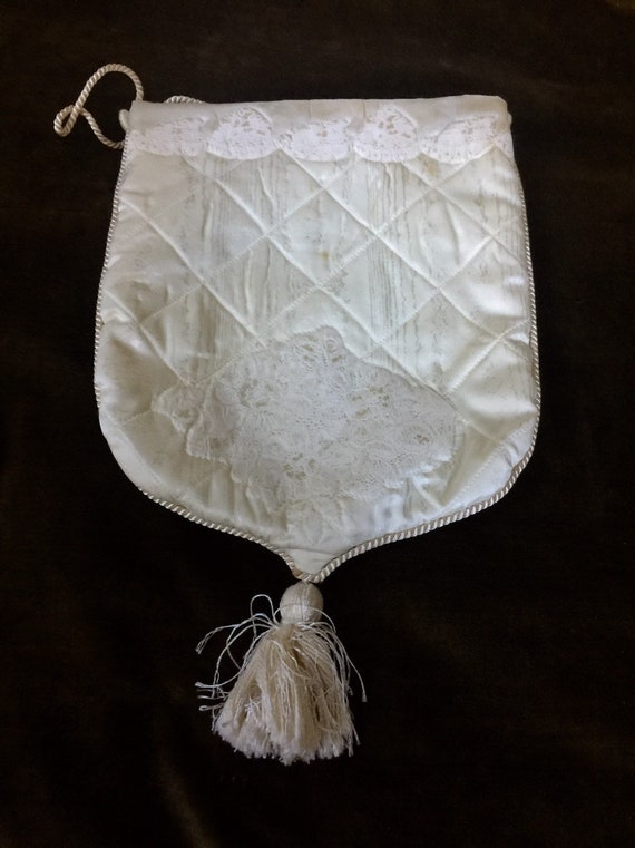 Ivory Satin Wedding Pouch Lingerie, Glove, Stockin