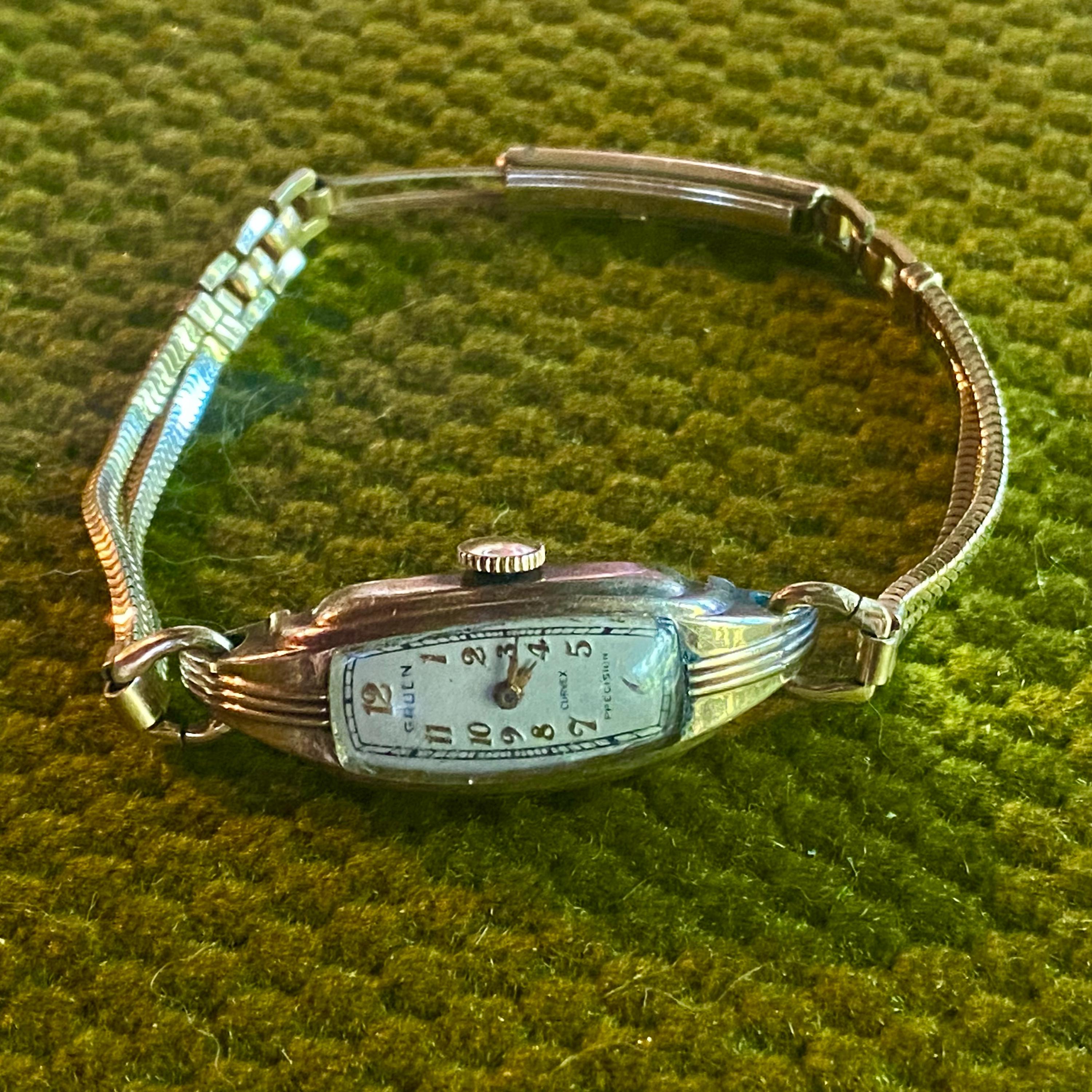 和光　ベッコウ　バングルウォッチ　ヴィンテージ Antique Gruen Curvex Watch: 12K Gold Filled Bracelet - Repair or