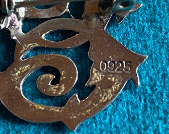Broche Ancienne En Argent Massif 925 - Style Art Nouveau Feuillages Années 1930 - Occasion
