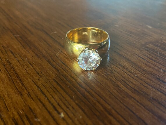 Cubic Zicronia Solitaire Statement Ring Vintage S… - image 2