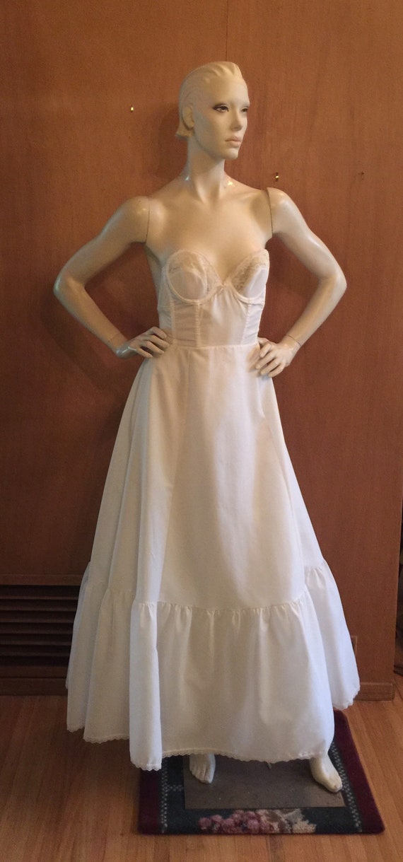 1950s White Taffeta Strapless Bra Corset Full Length Lined Etsy
