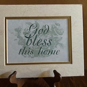 VENTE ! Oeuvre d&#39;art marbrée double passe-partout « Que Dieu bénisse cette maison » Merveilleux cadeau de pendaison de crémaillère RÉDUIT !