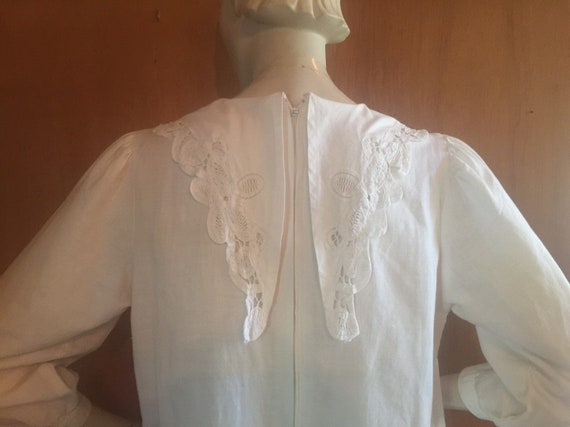 Antique 1900 White Cotton Gibson Girl Dress with … - image 4