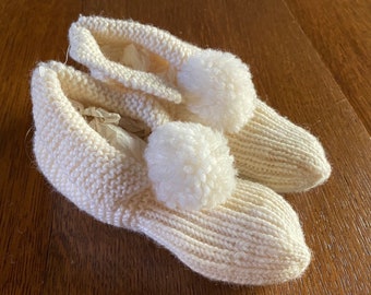 Children's Wool Bootie Slippers Handwoven Never Used  Style circa 1980s